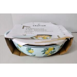 New~Crofton Farmhouse Cast Iron 4 Qt Braiser~Lemon